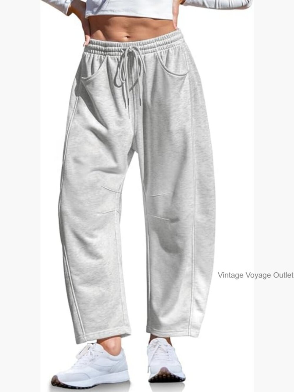 Barrel Sweatpants Loose Fit Lounge Pants Casual Wide Leg Joggers Cotton Elastic
